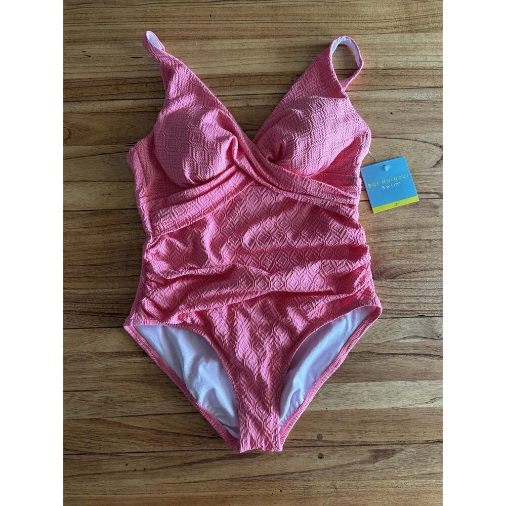 Women’s Bal Harbour Crossover One-Piece Swimsuit Size 12 Guava